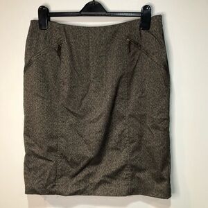 Coldwater Creek Pencil Skirt Career Brown Zipper Pockets Lined Double Slit